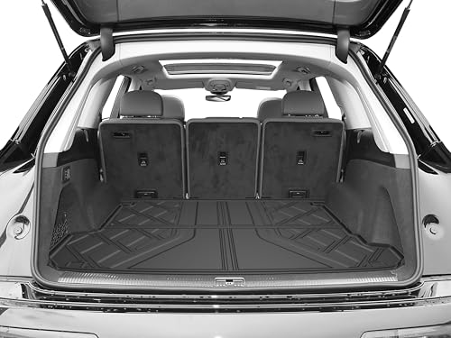 AOMSAZTO Floor Mats & Cargo Liner Fit for 2017-2025 2026 Audi Q7/SQ7 - Custom Fit All Weather TPE Rubber Floor Liners for Audi Q7 1st & 2nd Row & Trunk Mat Full Set Car Mats, Black - style: 5) for Audi Q7 | 2017-2026 | Floor+Cargo Mats