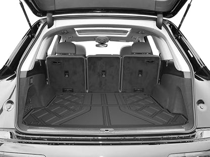 AOMSAZTO Floor Mats & Cargo Liner Fit for 2017-2025 2026 Audi Q7/SQ7 - Custom Fit All Weather TPE Rubber Floor Liners for Audi Q7 1st & 2nd Row & Trunk Mat Full Set Car Mats, Black - style: 5) for Audi Q7 | 2017-2026 | Floor+Cargo Mats