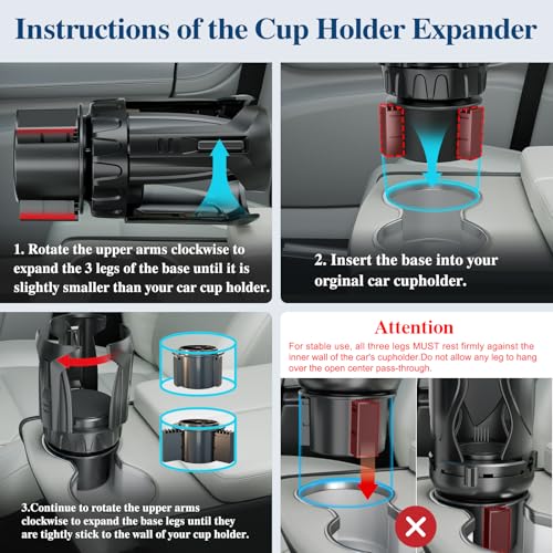Car Cup Holder Expander, Cup Holder Extender Adapter with Expandable Arm and Adjustable Base, Compatible with Yeti Ramblers, Hydro Flasks, Stanley, Owala Most Coffee Mugs Bottles & Cups (CUP-B-2pack) - size: CUP-B-2pack