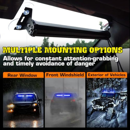 2 in 1 Emergency Strobe Light Bar Safety Flashing Warning Hazard Caution Light Bar w/Digital Display Controller for Construction Vehicles Firefighter Trucks(2x17.7, Blue/White) - color: #03 Blue/White