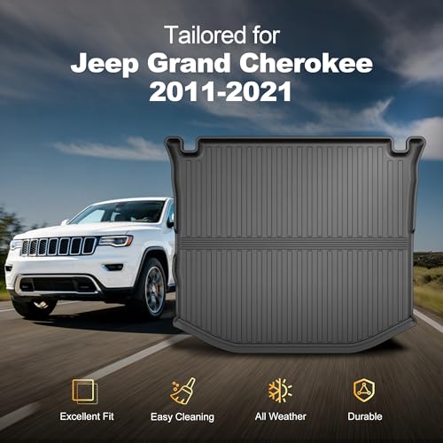 Cargo Mat Fit for 2011-2021 Jeep Grand Cherokee Rear Cargo Liner: All Weather Custom Fit TPE Automotive Trunk Liner - Grand Cherokee Trunk Mat, Black - style: 5) for Jeep Grand Cherokee 2011-2021 Cargo Liner