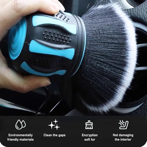 Car Detailing Brush, Interior Brush Accessories, Soft Bristles Beauty Tools with Storage Rack, Universal for Most Cars (Blue)