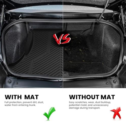 LASFIT Cargo Mats for Dodge Challenger 2011 2012 2013 2014 2015 2016 2017 2018 2019 2020 2021 2022 2023, All Weather TPE Custom Fit Trunk Mats Cargo Liners, Black - style: 6) Challenger | 2011-2023 | Trunk Mat