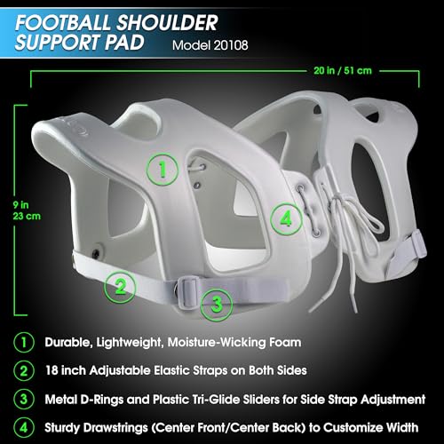 Cannon Sports Shoulder Injury Pad - Under Shoulder Pad Protection for Football Hockey Lacrosse - Injury Prevention & Support - Spider Football Pads - Youth Large & Adult Size Shoulder Pads
