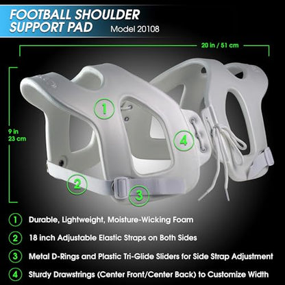 Cannon Sports Shoulder Injury Pad - Under Shoulder Pad Protection for Football Hockey Lacrosse - Injury Prevention & Support - Spider Football Pads - Youth Large & Adult Size Shoulder Pads