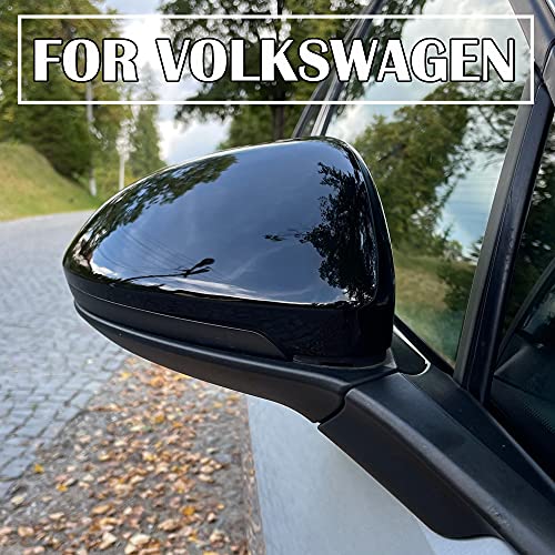 1 Pair Black Rearview Mirror Cover Left Right Side Mirror Covers Caps for VW Golf MK7 7.5 GTI 7 Golf 7 R (Black) - color: Black