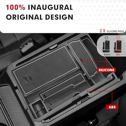 Autorder Center Console Organizer for 2023 2024 2025 2026 Honda CRV Accessories Center Console Storage Box Secondary Insert Tray Black & Red Non-Slip Silicone Mats - size: 2023+ CRV Armrest Organizer