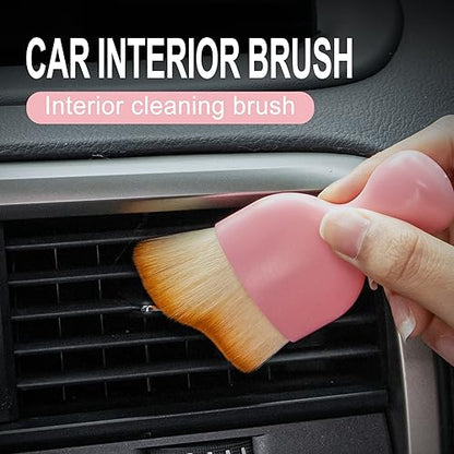 GaRhomxy Car Detailing Brushes, Car Interior Dust Sweeping Soft Brush, Soft Bristles Brush Cleaning Tool for Automotive Dashboard, Air Conditioner Vents, Computer, Scratch Free(Pink) - color: Pink