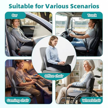 Office Chair Cushion with Back Support, Ergonomic Seat Cushion High Density Memory Foam with U-Shaped Raised Sides, Breathable Coccyx Relief for Better Posture, Office Chair, Car, Home (Gray) - color: Gray