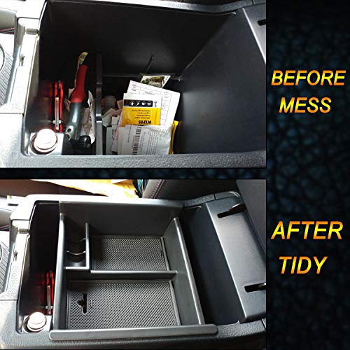 JKCOVER Center Console Organizer Tray Compatible with Toyota 4Runner 2010-2021 2022 2023 2024 and Kia Telluride 2020-2024 2025 Accessories,Insert Armrest Box Secondary Storage ABS Black Materials - color: black trim