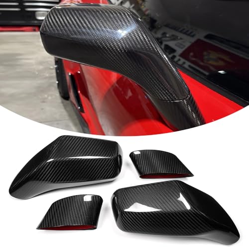 Jogon Dry Carbon Fiber Rearview Mirror Cover Trim for Corvette C7 ZR1 Z06 Stingray Grand Sport 2014 2015 2016 2017 2018 2019, Exterior Door Side View Mirror Caps (Glossy CF)