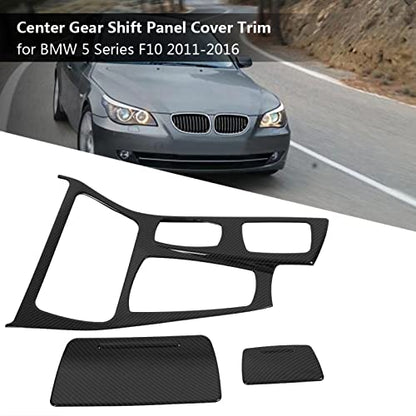 Carbon Pattern Gear Shift Panel Cover Trim, Car Interior Center Console Upgrade Compatible with 5 Series F10 2011-2016, Dashboard Accessory