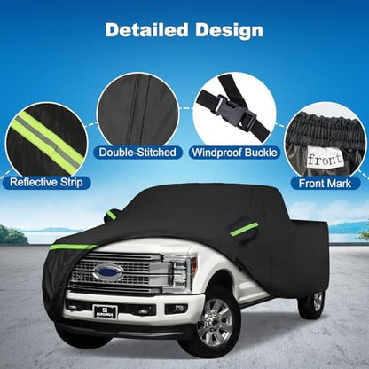 QUNSUNUS Truck Cover for Ford F-150 SuperCab 6.5ft Bed & Crew Cab 5.5ft Bed 2004-2025, Waterproof F150 Truck Cover with Zipper,Compatible with Silverado 1500 Crew Cab 5.8ft 2014-2025 - size: for F150 SuperCab&Crew Cab Short Bed 2004-2025