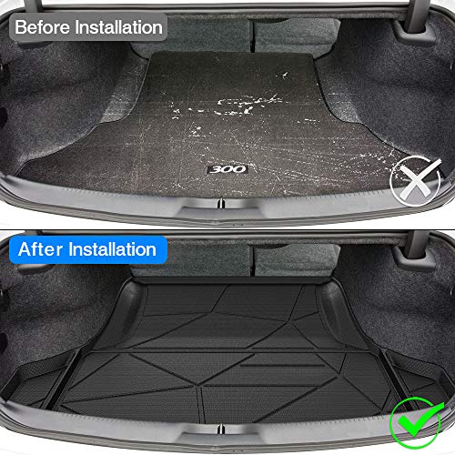 KUST Trunk Cargo Mat for 2011-2023 Dodge Charger & Chrysler 300, TPE Rubber Cargo Liner Rear Trunk Accessories All Weather Protection Raised Edge - style: Charger 2011-2023 │ Trunk Mat