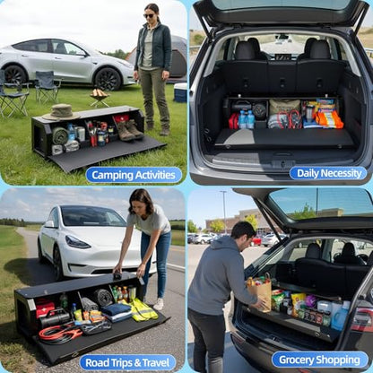 Trunk Organizer for SUV, Leather Car Organizers and Storage with lid & Sturdy Handle, Waterproof Hard Car Trunk Storage Box for Sedan, Travel, Grocery, Daily (Black, 37''*11.41''*12.5'') - size: Standard