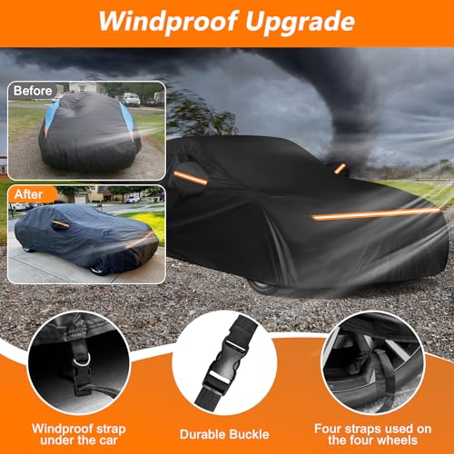 Car Cover for Oldsmobile Cutlass 1966-1980/1988, Waterproof 420D Oxford Cloth and Cotton Cover Outdoor Full Car Covers with Zipper Windproof Heavy Duty All Weather Protection - size: for Oldsmobile Cutlass 1966-1980/1988