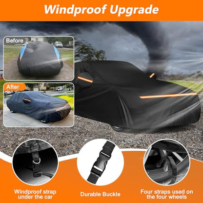 Car Cover for Oldsmobile Cutlass 1966-1980/1988, Waterproof 420D Oxford Cloth and Cotton Cover Outdoor Full Car Covers with Zipper Windproof Heavy Duty All Weather Protection - size: for Oldsmobile Cutlass 1966-1980/1988