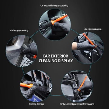 SPTA Car Detailing Brush Kit - 6 Pack, Auto Boar Hair Detail Brush Set Automotive Interior Exterior No Scratch Microfiber Detailing Brushes for Cleaning Air Vents, Engine Bays, Dashboard and Wheels - color: Car Detail Brush Set 6