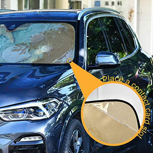 Starfish Seashell Summer Beach Car Windshield Sunshade Foldable Reflective Sun Shade Blocks UV Rays - color: Beach
