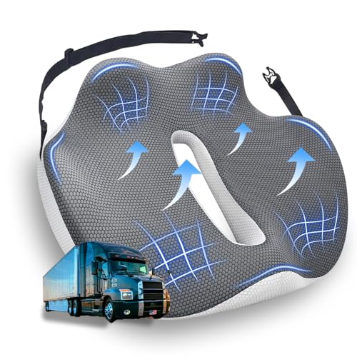 X-Large Seat Cushion for Truck Driver, Upgraded Cushion for Back Support and Pain Relief, Memory Foam with Non-Slip Washable Cover, Relieves Long-Term Truck Sitting and Pain - size: X-Large