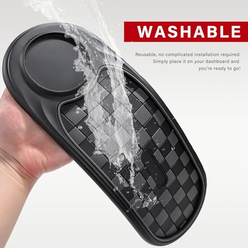 Sun Walker Multifunction Car Anti-Slip Mat, 3-in-1 Dashboard Pad Rotatable Phone Holder with Temporary Parking Number, Large Car Storage Mat Phone Mount for Phones Sunglasses Keys (Black & Gray) - color: Black & Gray