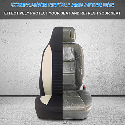 Car Front Seat Covers, Bucket One-Piece Auto Front Seat Protectors, 2PCS Premium Breathable Vehicle Seat Cushions Airbag Compatible, Car Accessories Universal for SUVs, Trucks, Car (Beige) - color: Beige