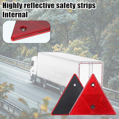 2Pcs Safety Reflector Warning Sign, Slow Moving Vehicle Triangle Safety Sign, for Outdoor Truck, Car, Golf Cart