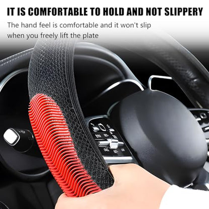 Elastic Stretch Car Steering Wheel Cover, Breathable No Inner Ring Vehicle Steering Wheel Protector, 15 Inch Ice Silk Anti Slip Automotive Accessories, Universal Fit (Black/Red) - color: Black/Red