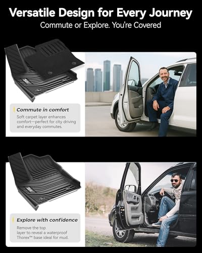 3W Floor Mats & Front Carpets Fit 2022-2026 Toyota Tundra (Only for CrewMax Cab), SR/SR5/TRD PRO/Limited/Platinum/Castone Custom Fit All-Weather TPE Front & Rear Row Floor Liner Black - size: 7. Tundra|22-26|Floor Mats&Carpet