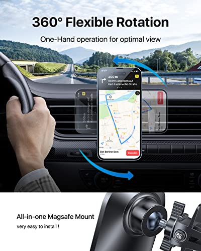 andobil Upgraded for Magsafe Car Mount Pro [Strongest Magnet, Big Phone Friendly] 360° Rotation Magnetic Phone Holder for Car Vent for iPhone 17 Pro Max 16/15/14/13/12 Samsung S26/S25 (Carbon Fiber) - color: Black