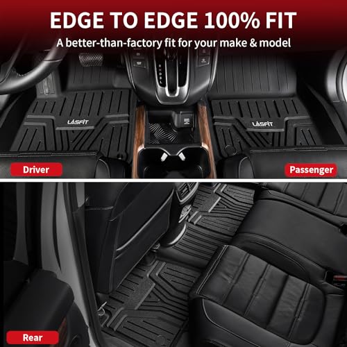 LASFIT All Weather Floor Mats for Honda CR-V 2023-2026 (Gasoline & Hybrid & e:FCEV), TPE Custom Fit Anti-Slip Extended Coverage Floor Liners, 1st & 2nd Row Black - style: 2）For Honda CR-V | 2023-2026 | 1st & 2nd Row