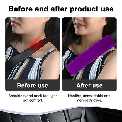 Ziciner 2 Packs Car Seatbelt Covers Shoulder Pad, Universal Soft Faux Sheepskin Shoulder Cover for Comfortable Driving, Fluffy Seat Belt Protector Help to Protect Your Neck and Shoulder (Purple) - color: Purple