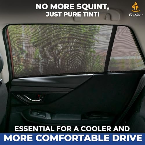 EcoNour Car Window Screens for Camping (Pack of 2) | 100% Protection from Bugs, UV and Mosquito Net | Breathable Mesh Baby Window Covers for Privacy Blackout (Medium 16"x30") | Car Window Accessories - size: Medium