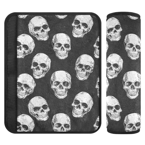 Bolaz Skeleton Soft Seat Belt Cover Pad Seatbelt for Baby Kids Cushion Shoulder Strap Pads Flannel 2Pcs - color: Skeleton, size: Small