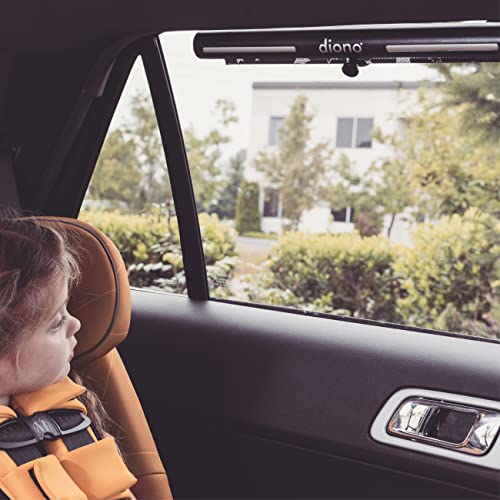 Diono Starry Night Car Window Shade for Baby, Retractable Car Sun Shade for Blocking Sun Glare, UV Rays with Glow in The Darks Stars, Black