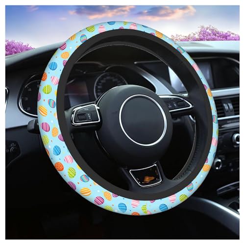 Swono Easter Eggs Steering Wheel Cover, Colorful Easter Eggs Breathable Auto Car Steering Wheel Cushion Case for Men Universal 15 Inch Steering Wheel Protection - color: Easter Eggs