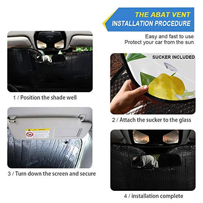 Watercolor Lemon Fruits Flowers Floral Leaves Car Windshield Sunshade Foldable Reflective Sun Shade Blocks UV Rays - color: Lemon