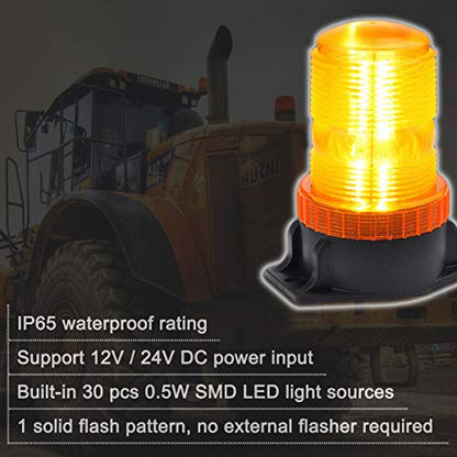 WOWTOU Magnetic Amber Led Strobe Lights for Forklift Golf Carts UTV Cars Trucks Tractor, 12V 24V Safety Warning Roof Top Flasher Emergency Flashing Beacon - color: Amber