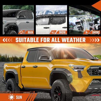 Rain Guards Compatible with Toyota Tacoma 2024-2026, Tape-on Durable Side Windows Wind Deflectors, out Channel 2024 2025 2026 Tacoma Rain Guard Black 4 PCS - size: 2024-2025 Toyota Tacoma (Tape-On)