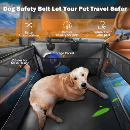 MIXJOY Dog Car Seat for Large Medium Dogs, Back Seat Extender for Pets, Waterproof Pet Carseat for Medium Sized Dog, Hammock for Pet, with Storage Pocket for Cars/SUV/Truck(L-28 * 22 * 20.5in) - size: L