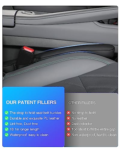 Leather Car Seat Gap Filler Universal for Car Truck SUV to Block The Gap Between Seat and Console Stop Things from Dropping 2 Sets Black - color: black