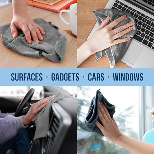 GREEN LIFESTYLE Chamois Cloth, Microfiber Cleaning Cloth 50 Pack, Borderless Towels Cleaning, Car Microfiber Towel, Drying Car Wash Towels (11.5" x 11.5", Grey) - color: Grey, size: Pack of 50