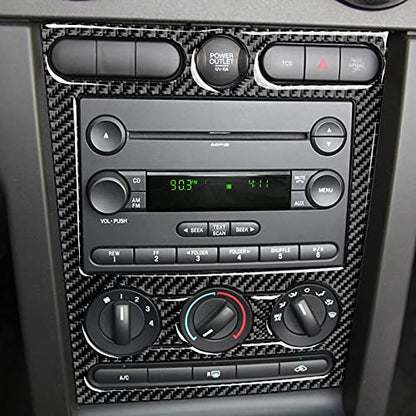 Car Air Conditioning Control Panel Sticker Cover for Ford Mustang GT Shelby 2005 2006 2007 2008 2009 Accessories Carbon Fiber Decal - color: Air Conditioning Control Panel