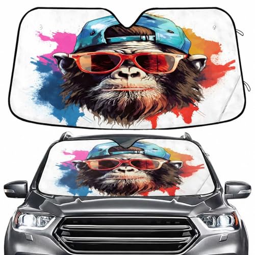 Windshield Sun Shade Gorilla Monkey Front Window Block UV Shades Visor Reflective Retractable for Car SUV Trucks - color: F024