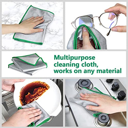 Glass Polishing Cloth Streak Free Miracle Cleaning Cloth Lint Free Microfiber Cleaning Rags for Glasses Kitchen Dish Mirrors Easy Clean, Pack of 6, 12" x 12" - color: Sliver, Pack of 6