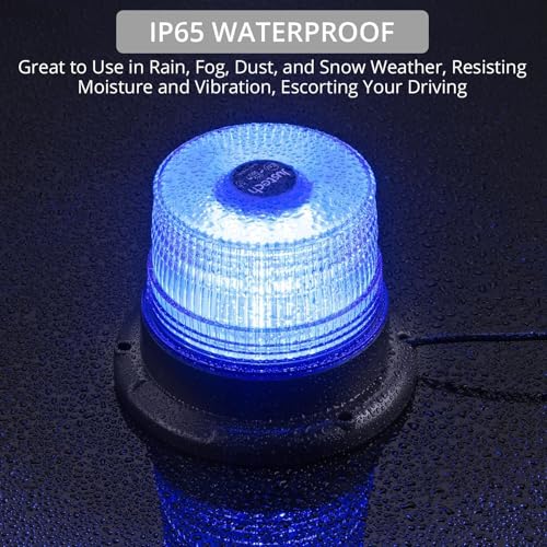 Justech 40LED Magnetic Strobe Light, 7 Flash Patterns Flashing Warning Light High Visibility, IP65 Waterproof Emergency Beacon with 16ft/5m Straight Cord for 12-24V Snow Plow Trucks Vehicles (Blue)