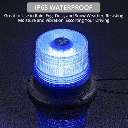 Justech 40LED Magnetic Strobe Light, 7 Flash Patterns Flashing Warning Light High Visibility, IP65 Waterproof Emergency Beacon with 16ft/5m Straight Cord for 12-24V Snow Plow Trucks Vehicles (Blue)