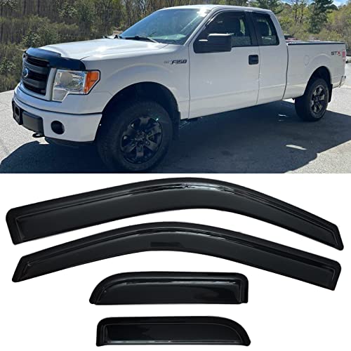 Window Visors Rain Guards Side Vent Guard Shade Sun Wind Deflectors for Ford F150 2004-2014 Super/Extended cab, 94738 4-Pieces Set - size: 2004-2014 F150 Super/Extended cab