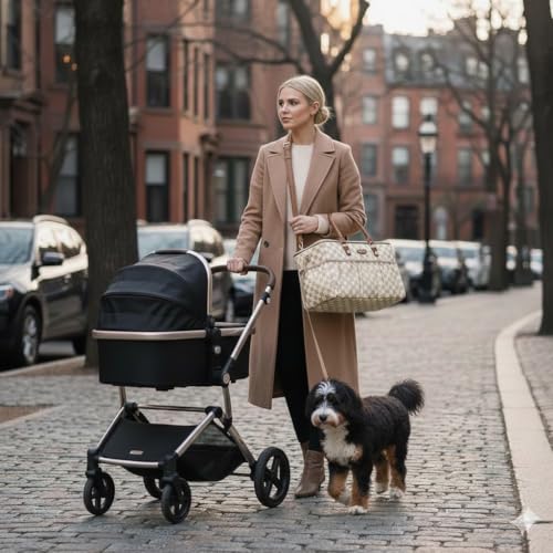 DOKUS & CO Luxe Diaper Caddy Organizer, Extra Large Collapsible Nursery Storage Tote for Baby Essentials & Travel - color: Beige Checkered