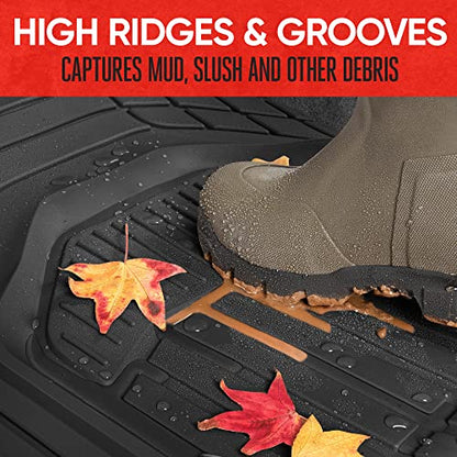 Motor Trend 943-BK FlexTough Defender Car Floor Mats -Next Generation Deep Dish Heavy Duty Contour Liners for Car SUV Truck & Van-All Weather Protection, Trim to Fit Most Vehicles Black - color: Black, style: FlexTough NextGen